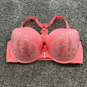 Cacique Front Closure Boost Plunge Bra Women’s Size 42DDD Padded Coral Orange